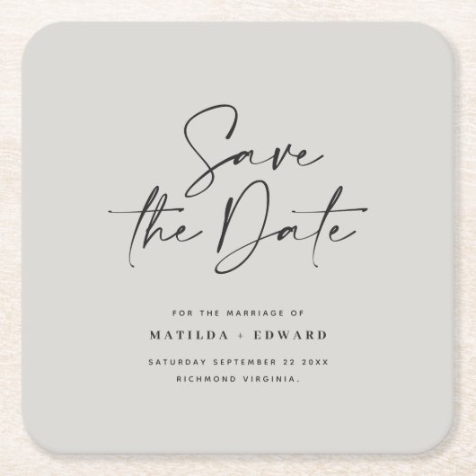 Moderne handgeschriebene Hochzeitsankündigung Rechteckiger Pappuntersetzer (Vorderseite)