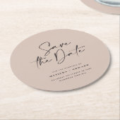 Moderne handgeschriebene Hochzeitsankündigung Runder Pappuntersetzer (Angewinkelt)