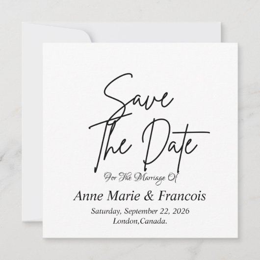Moderne handgeschriebene Hochzeitsankündigung Save The Date (Vorderseite)