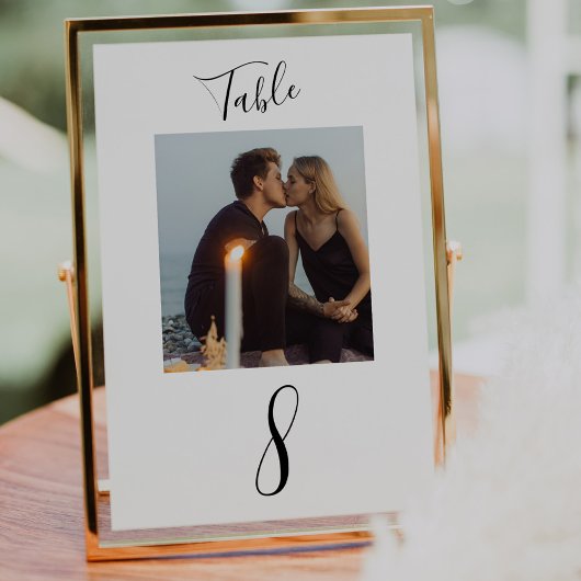 Moderne handgeschriebene Hochzeitsfoto-Schrift Tischnummer