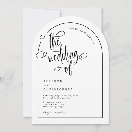 Moderne handgeschriebene Hochzeitsschrift Einladung (Vorderseite)