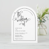 Moderne handgeschriebene Hochzeitsschrift Einladung (Stehend Vorderseite)