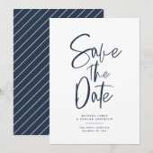 Moderne handgeschriebene Hochzeitstext Save The Date (Vorne/Hinten)