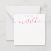 Moderne handgeschriebene Kalligrafie Einfach rosa  Mitteilungskarte (Vorderseite)