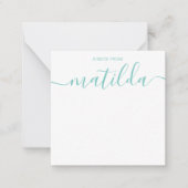 Moderne handgeschriebene Kalligrafie Einfache Aqua Mitteilungskarte (Vorderseite)