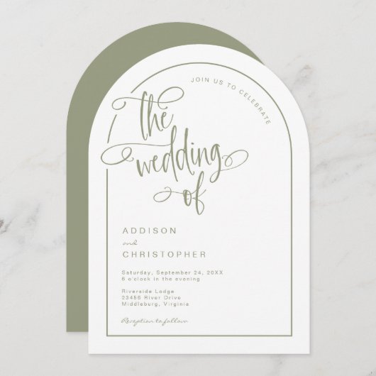 Moderne handgeschriebene Kalligrafie-Skripte Hochz Einladung (Vorne/Hinten)