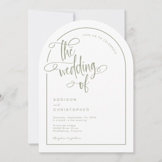 Moderne handgeschriebene Kalligrafie-Skripte Hochz Einladung (Vorderseite)