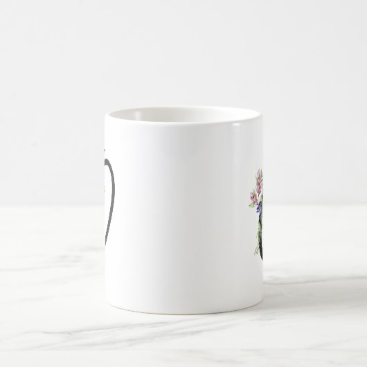Moderne handgeschriebene Letter "O"-Wildblumen Kaffeetasse (Mittel)
