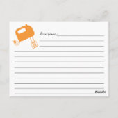 Moderne handgeschriebene Mandarine Whisk Rezept Ca Postkarte (Rückseite)