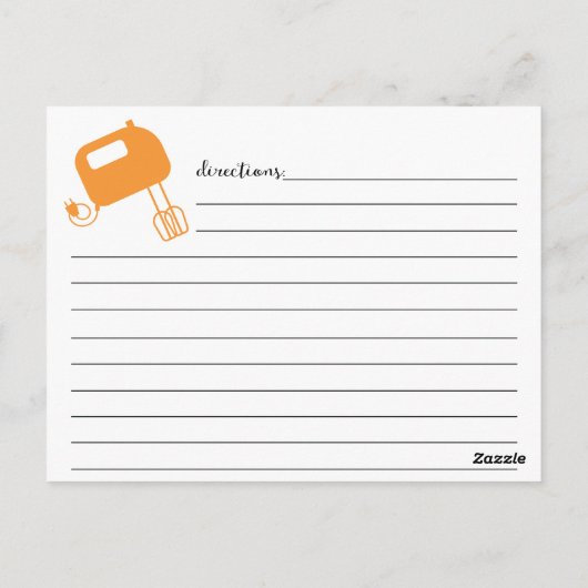 Moderne handgeschriebene Mandarine Whisk Rezept Ca Postkarte (Rückseite)