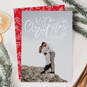Moderne handgeschriebene Merry Christmas Overlay-F Feiertagskarte