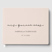 Moderne handgeschriebene Mis quince años blass pin Gästebuch (Vorderseite)