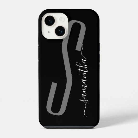 Moderne handgeschriebene Monogramme iPhone Hülle (Rückseite)