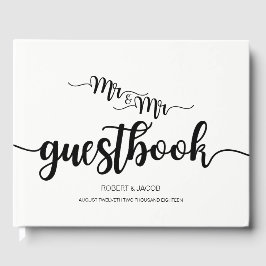 Moderne handgeschriebene Mr. und Mr. Wedding Guest Gästebuch