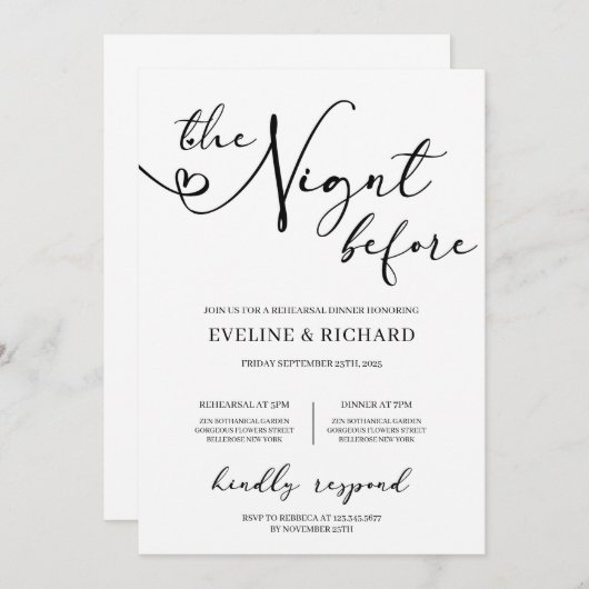 Moderne handgeschriebene Probe Einladung (Vorne/Hinten)