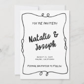 Moderne handgeschriebene Retro-Einzigartigkeit Save The Date (Rückseite)