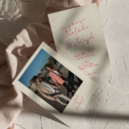 Moderne, handgeschriebene Retro-Foto Hochzeit Einladung