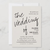 Moderne handgeschriebene Romantische Foto Hochzeit Einladung (Vorderseite)