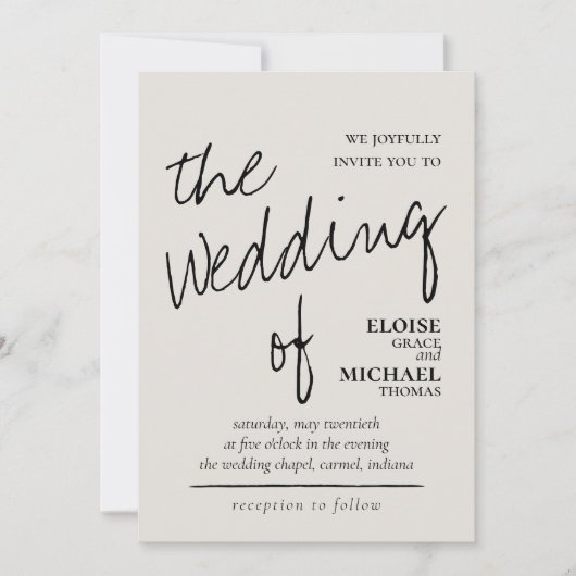 Moderne handgeschriebene Romantische Foto Hochzeit Einladung (Vorderseite)