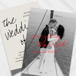 Moderne handgeschriebene Romantische Foto Hochzeit Einladung