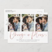 Moderne handgeschriebene Rose Gold-Hochzeit Postkarte (Vorne/Hinten)