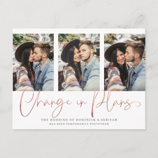 Moderne handgeschriebene Rose Gold-Hochzeit Postkarte (Vorderseite)