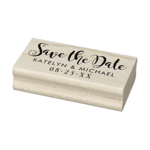 Moderne handgeschriebene Save-the-Date-Hochzeit Gummistempel
