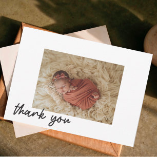 Moderne handgeschriebene Schrift Babyparty-Fotok Dankeskarte