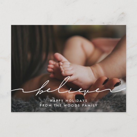 Moderne handgeschriebene Schrift Glauben Foto Postkarte (Vorderseite)