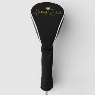 Moderne handgeschriebene Schrift Name Schwarzes Mo Golf Headcover