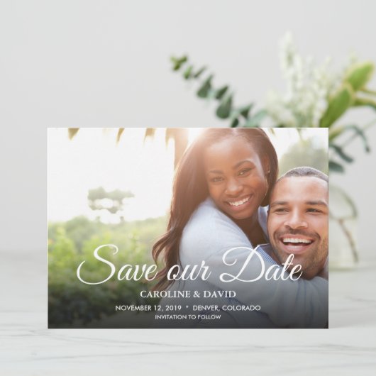 Moderne handgeschriebene Schrift Rette unsere Datu Save The Date (Stehend Vorderseite)