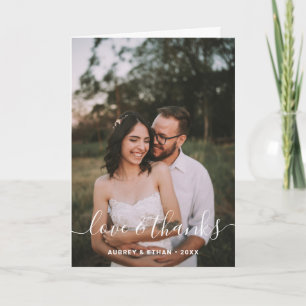 Moderne handgeschriebene Schriftart Foto Hochzeit  Dankeskarte