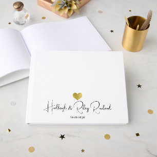 Moderne handgeschriebene Schriftart Name Gold Herz Gästebuch