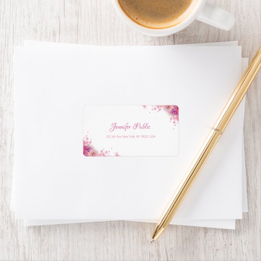 Moderne handgeschriebene Script Chic Watercolor Fl Adressaufkleber (Insitu)