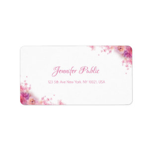 Moderne handgeschriebene Script Chic Watercolor Fl Adressaufkleber