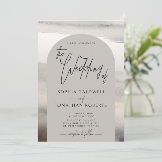 Moderne, handgeschriebene Script-Earth-Tones Einladung (Stehend Vorderseite)