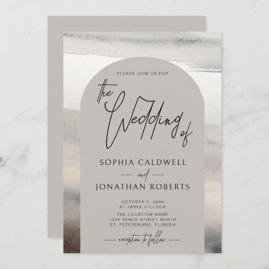 Moderne, handgeschriebene Script-Earth-Tones Einladung (Vorne/Hinten)