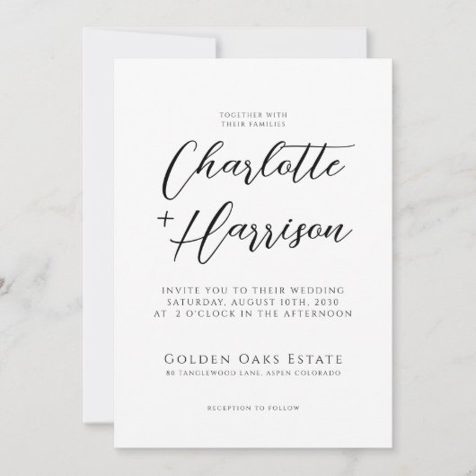 Moderne handgeschriebene Script-Foto-Hochzeit Einladung (Vorderseite)
