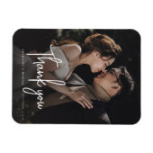 Moderne handgeschriebene Script-Foto-Hochzeit Magnet (Horizontal)