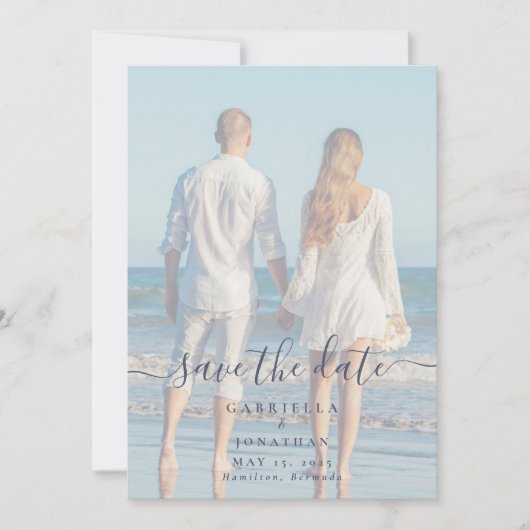 Moderne handgeschriebene Script-Foto-Hochzeit Save The Date (Vorderseite)