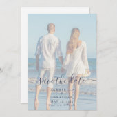 Moderne handgeschriebene Script-Foto-Hochzeit Save The Date (Vorne/Hinten)