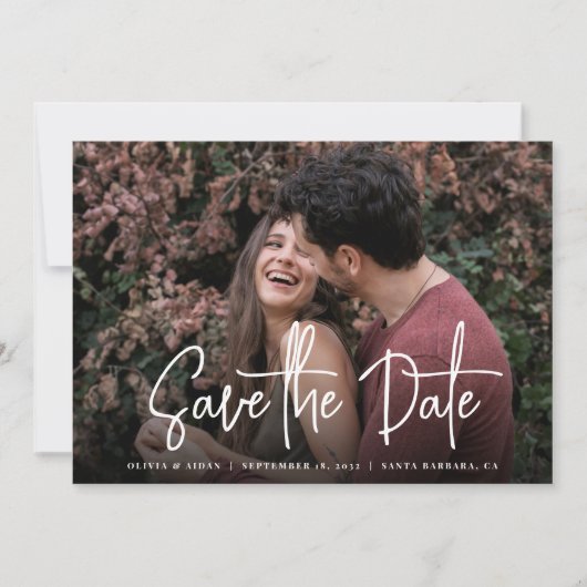 Moderne handgeschriebene Script-Foto-Hochzeit Save The Date (Vorderseite)