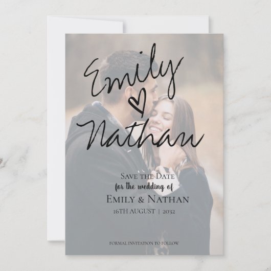 Moderne handgeschriebene Script-Foto Save the Date (Vorderseite)