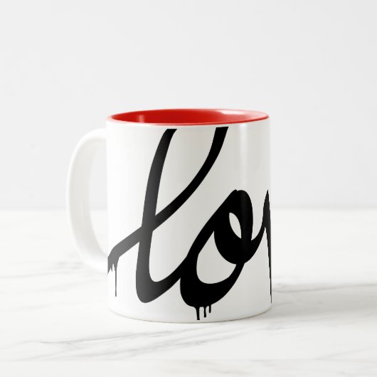 Moderne handgeschriebene Script-Liebe Ihren Namen Zweifarbige Tasse (Vorderseite Links)