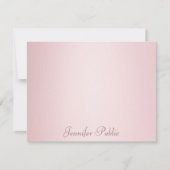 Moderne handgeschriebene Script-Rose Gold Moderne Mitteilungskarte (Vorderseite)