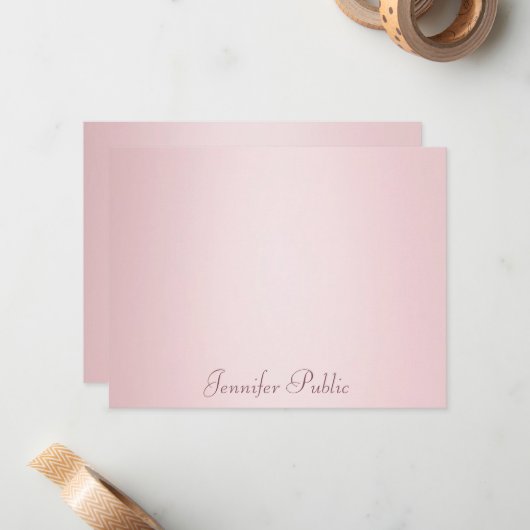 Moderne handgeschriebene Script-Rose Gold Moderne Mitteilungskarte (Vorderseite/Rückseite Beispiel)