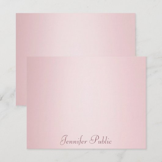 Moderne handgeschriebene Script-Rose Gold Moderne  Mitteilungskarte (Vorne/Hinten)