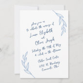 Moderne handgeschriebene Skriptaufenthalte Blue Einladung (Vorderseite)