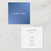 Moderne handgeschriebene Skriptbezeichnung Blaue V Quadratische Visitenkarte (Vorne/Hinten)