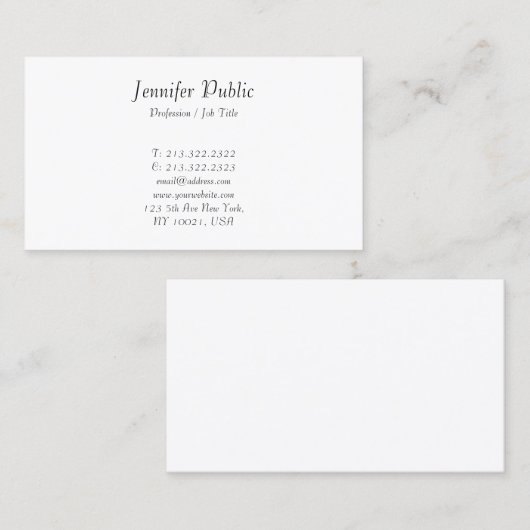 Moderne, handgeschriebene Skripte Elegant Minimali Visitenkarte (Vorne/Hinten)